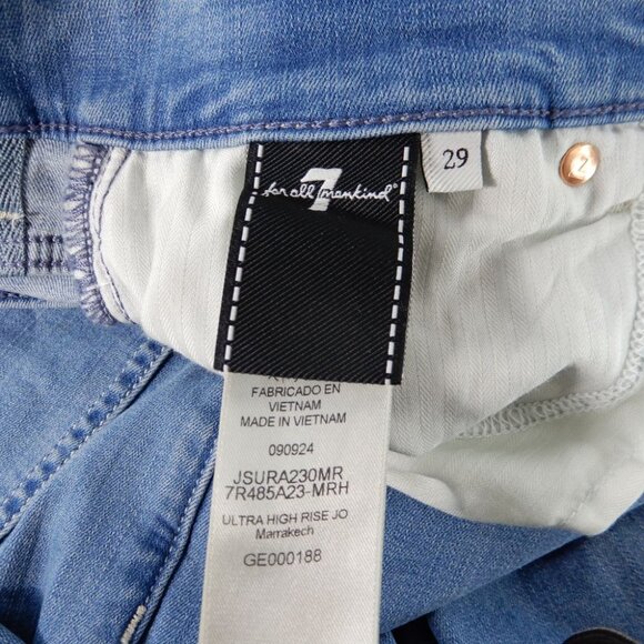 7 For All Mankind Ultra High Rise Wide Jo JEANS 29 Marrakech Blue Stretch NEW - Picture 5 of 9